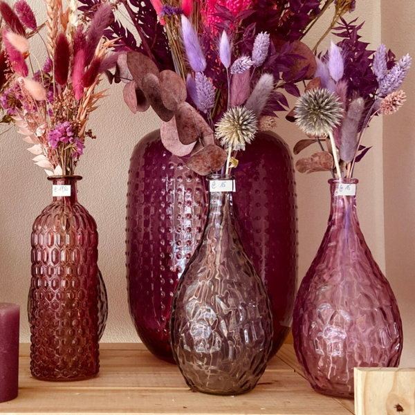 Flesvaas bubbelglas roze