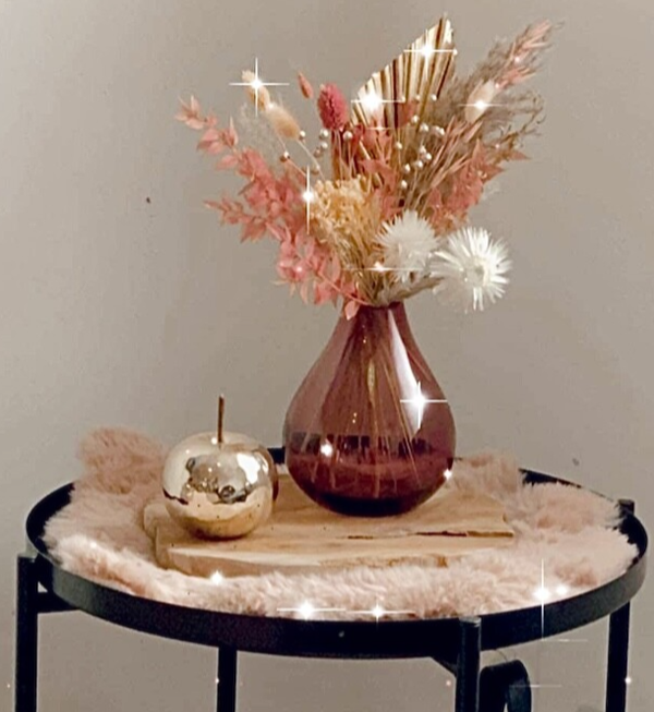 roze ronde vaas schuine hals