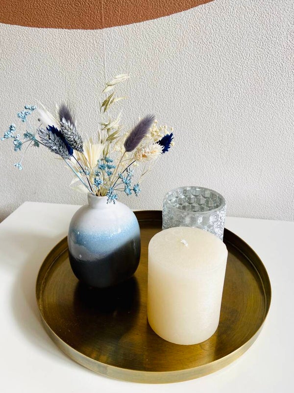 Witte, grijs en blauwe vaas