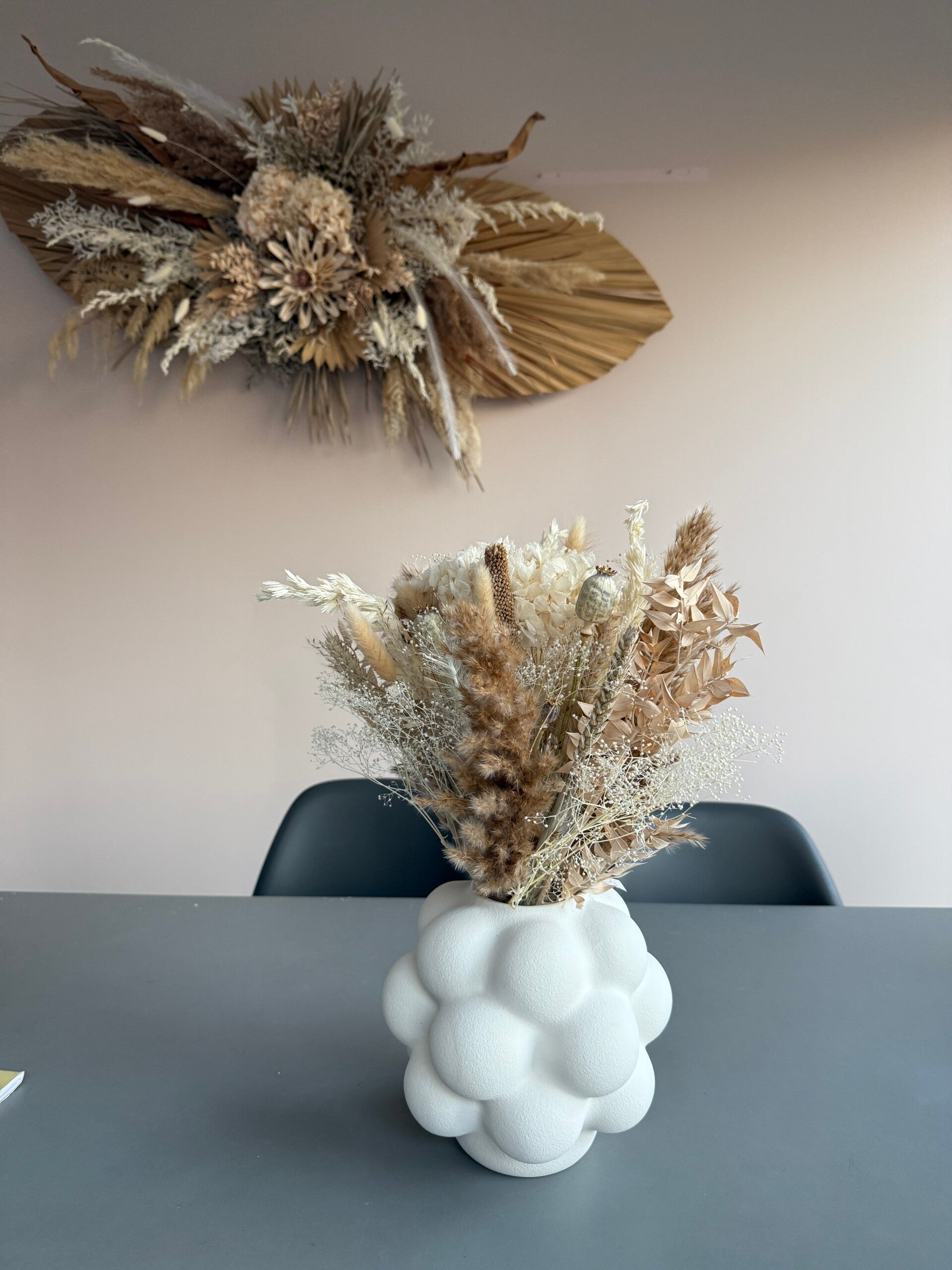 Gebobbelde witte vaas groot