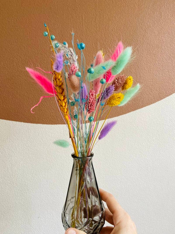 Grijs glazen vaasje relief