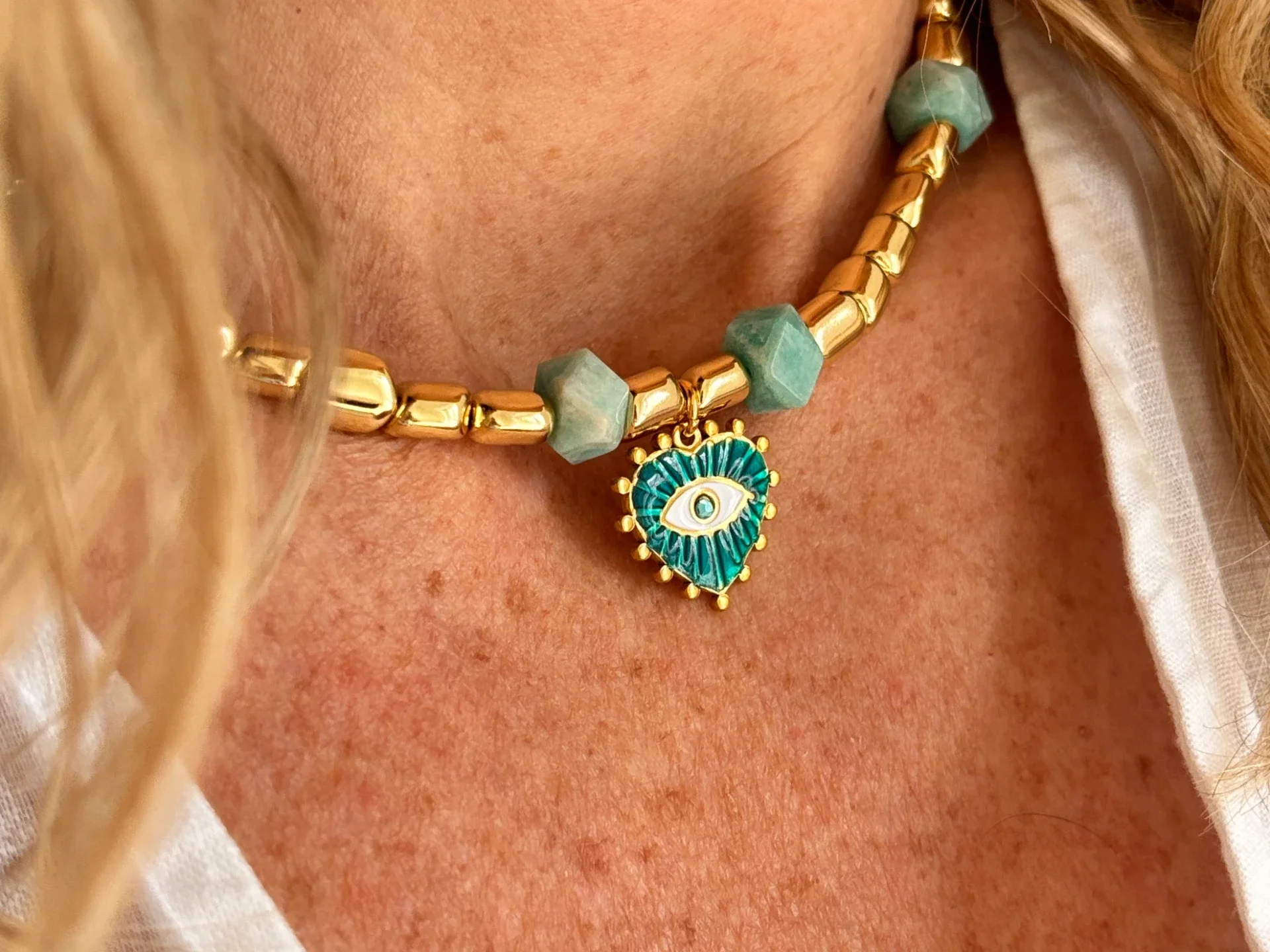 Ketting met Hematiet en Amazoniet