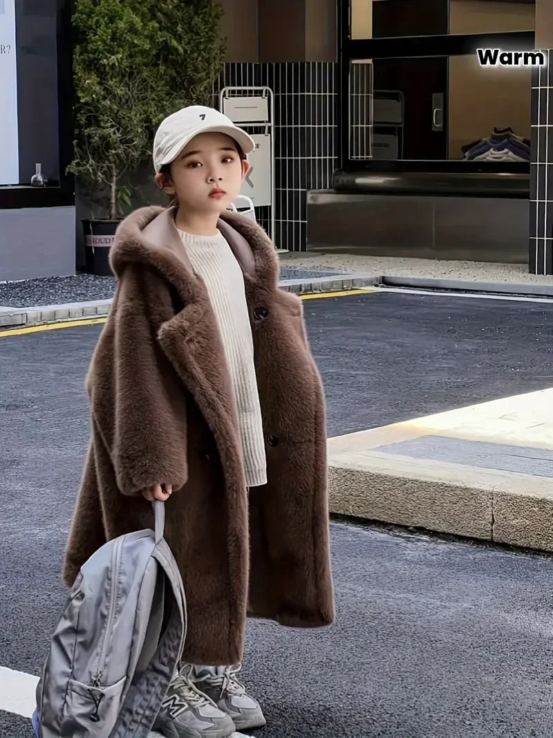 Kinder-Frauen Kunstfellmantel