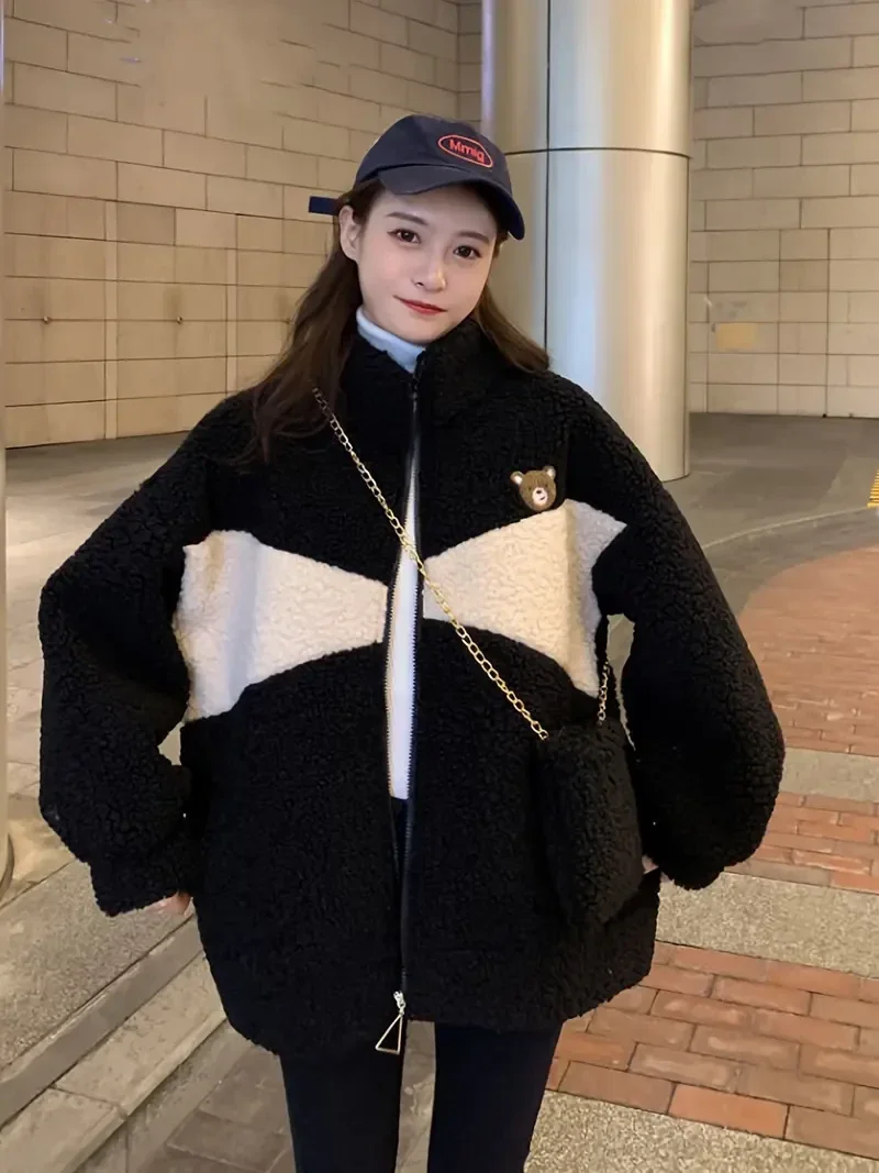 Modische Plüsch-Reißverschlussjacke