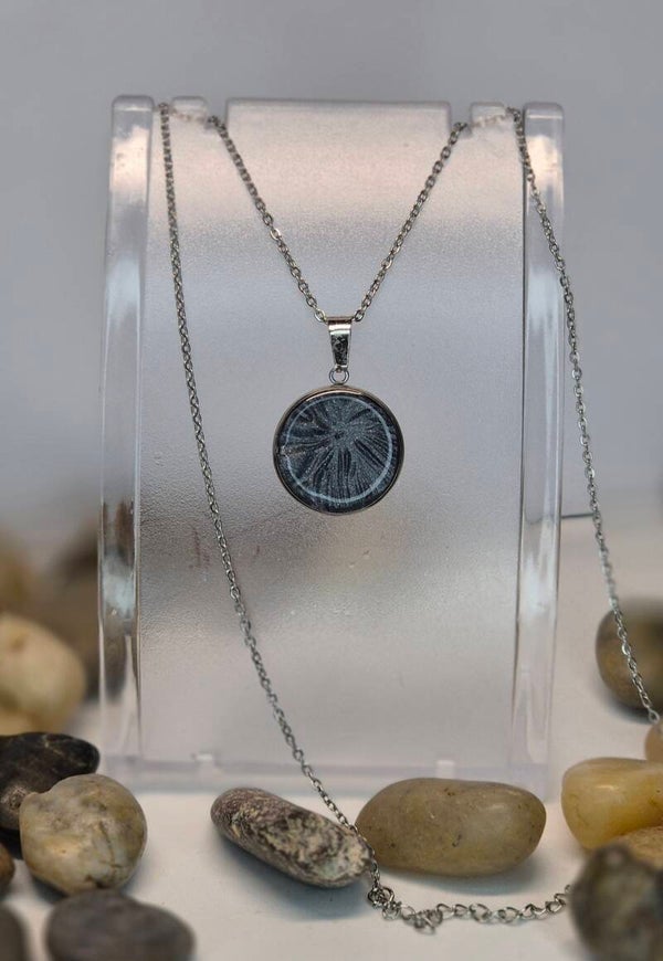 Colgante redondo acero OTOÑO piedra