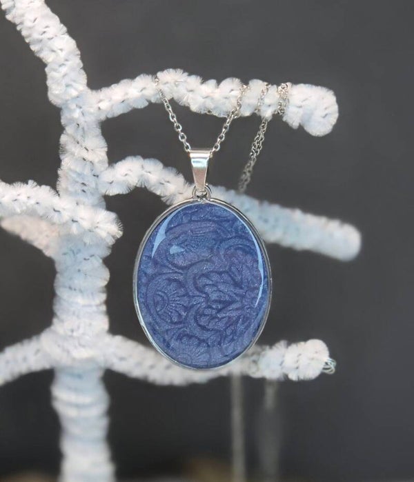 Colgante mandorla con aro OTOÑO azul