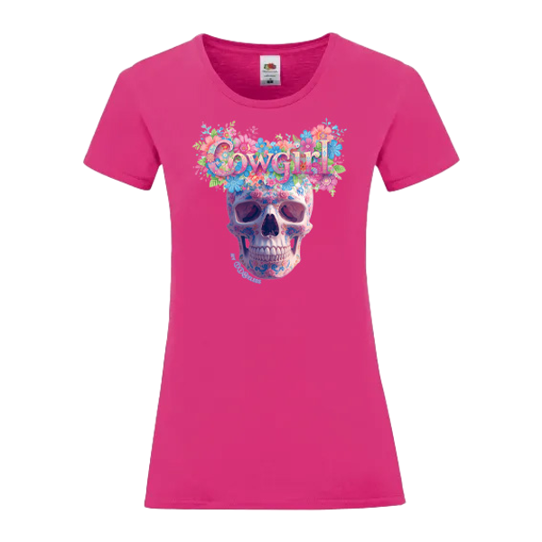 T-shirt Timeless Cowgirl Skull Flowers.