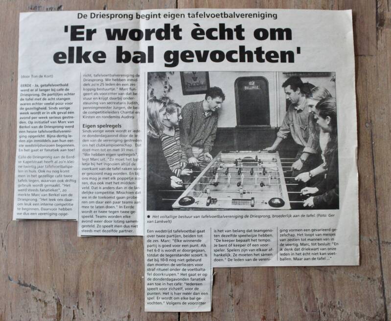 Begin van de tafelvoetbalclub 
