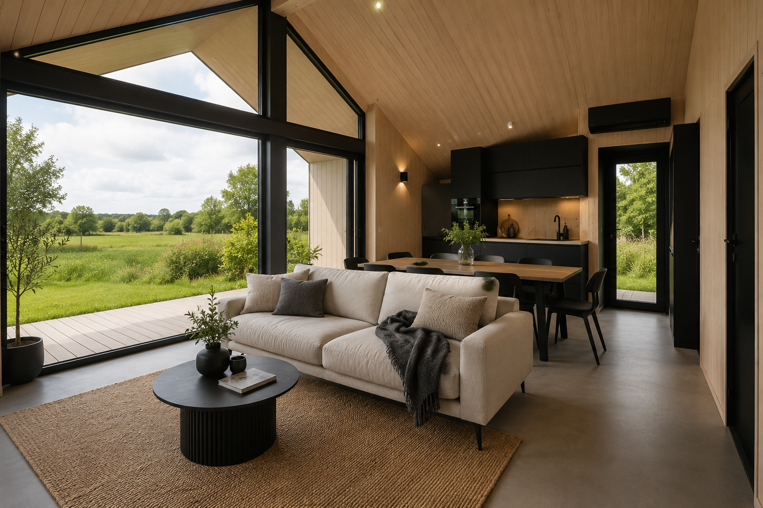 interieur  in een moderne stijl grote raampartijen