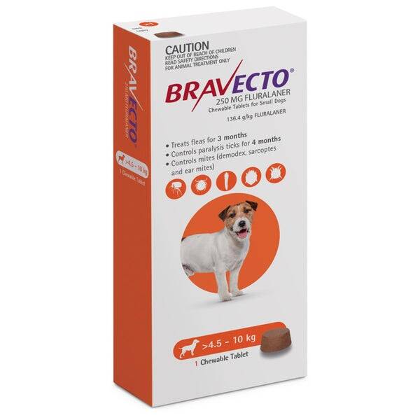 BRAVECTO MASTICABLE CONTRA PULGAS Y GARRAPATAS PARA PERROS DE 4,5 a 10 KG