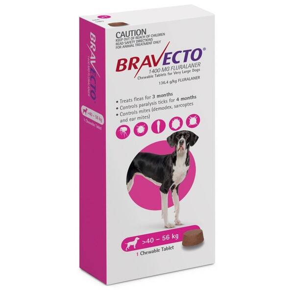 BRAVECTO MASTICABLE CONTRA PULGAS Y GARRAPATAS PARA PERROS DE 40 a 56 kilos