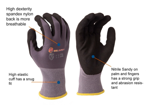 Nylon-Spandex-Nitril-Handschuhe mit Sandy Grip - BSN2418
