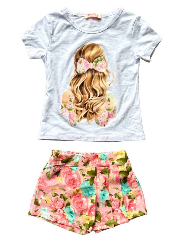 Setje roze met skort