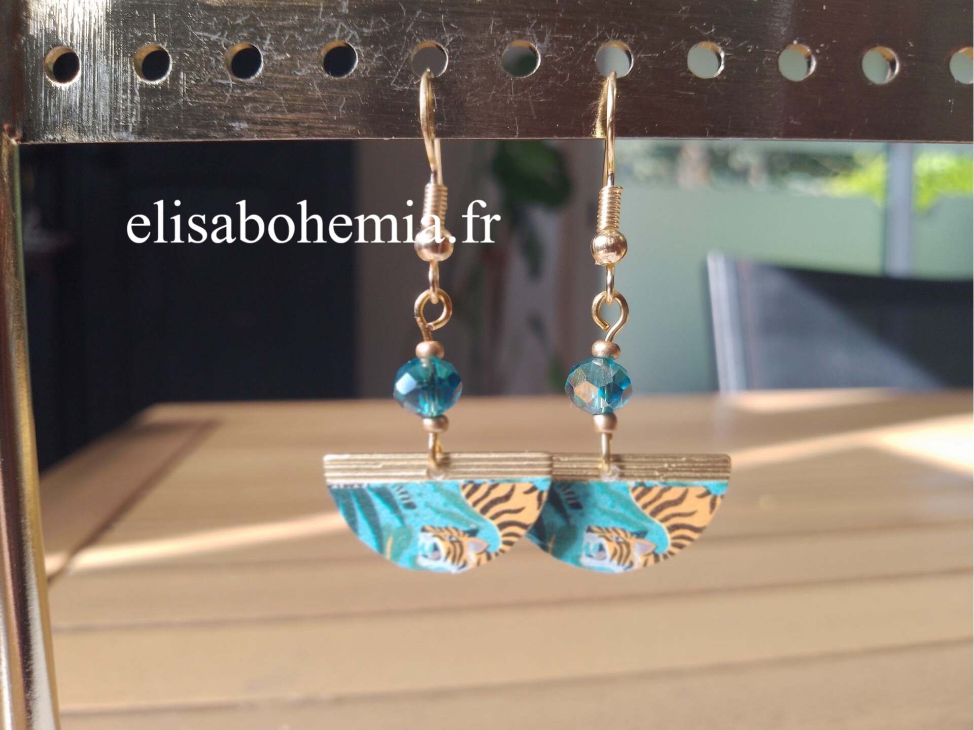 Boucles d'oreilles tigre turquoise