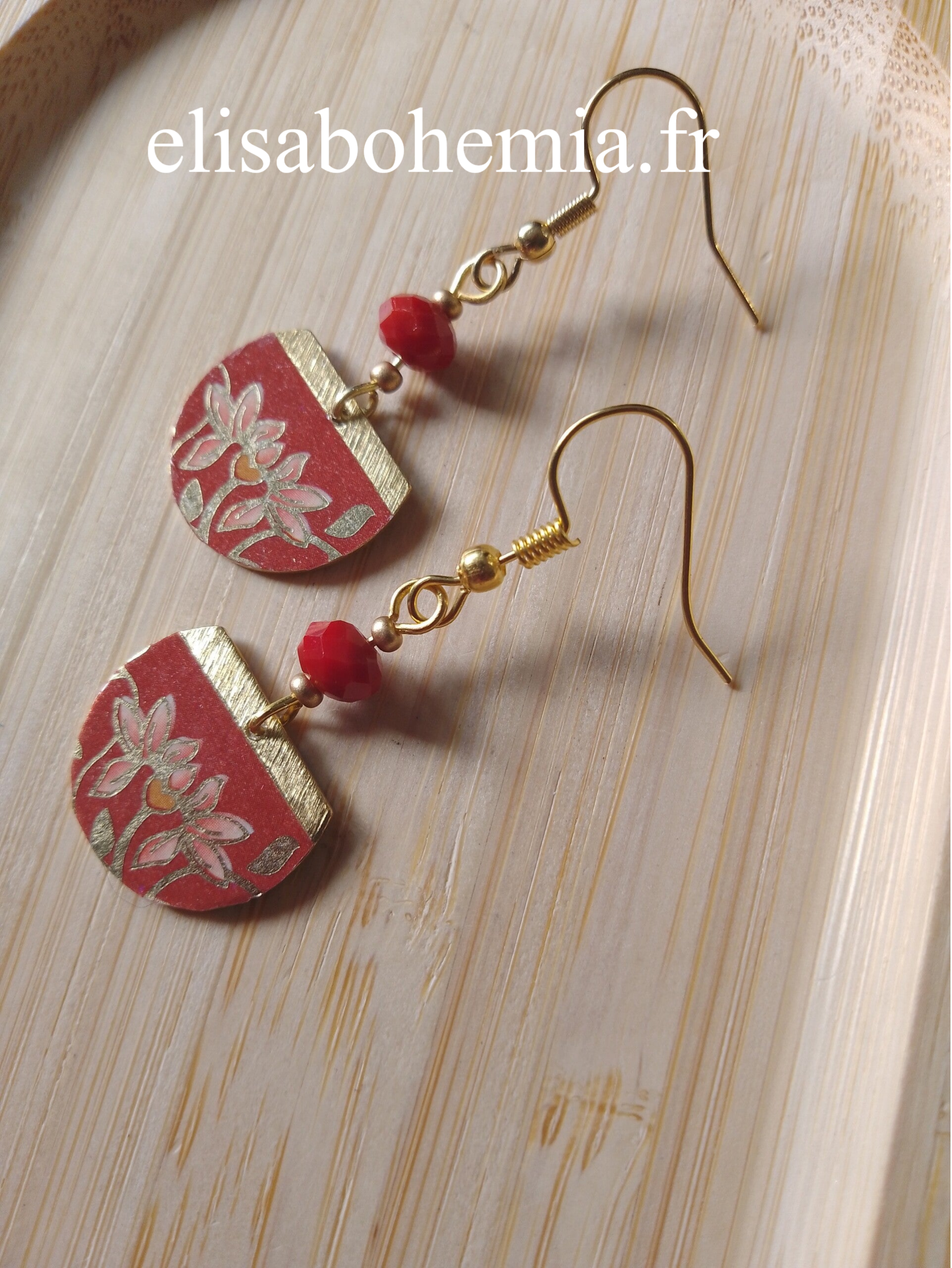 Boucles d'oreilles magnolia rouges