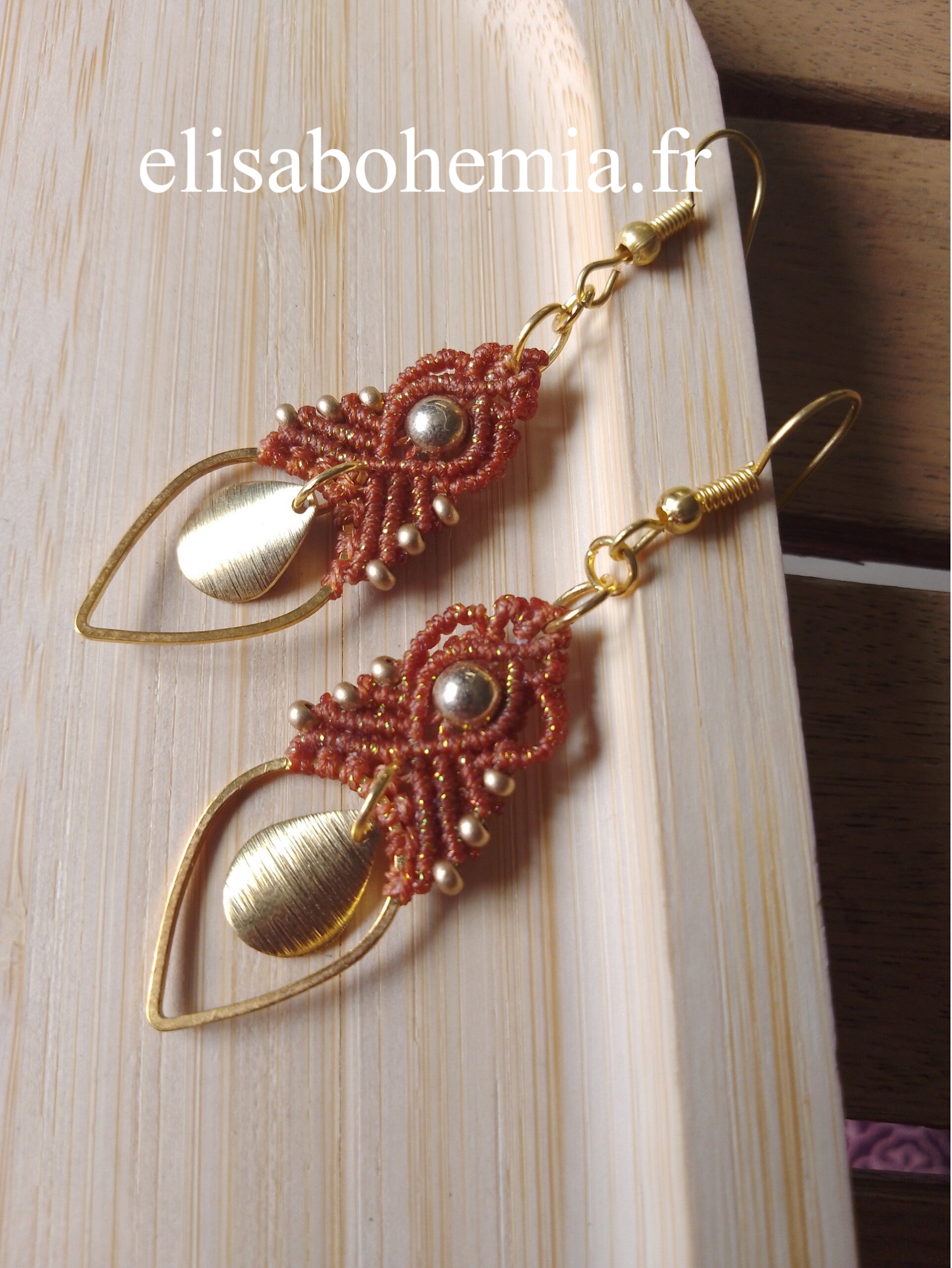 Boucles d'oreilles bohème chic rouille