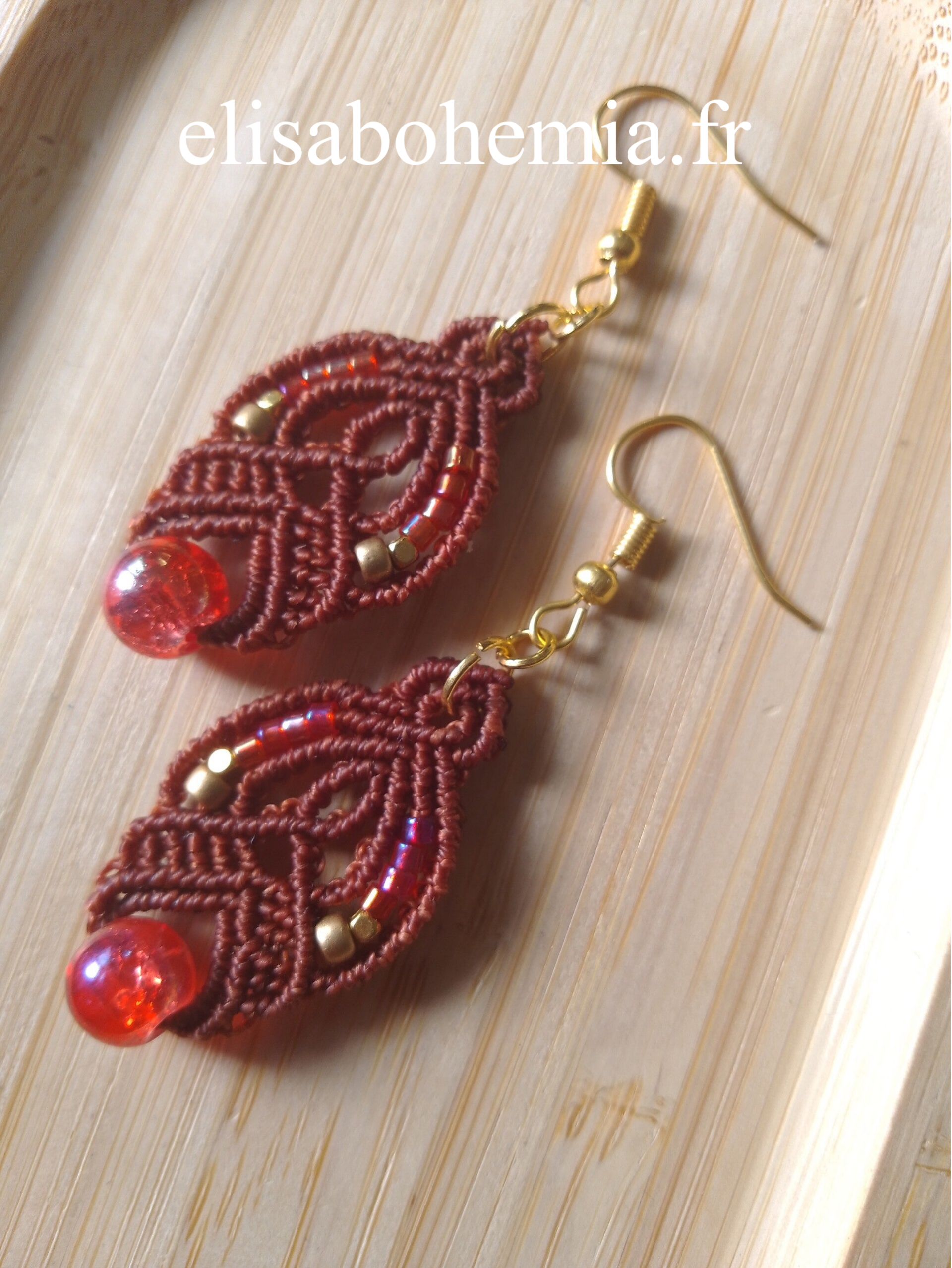 Boucles d'oreilles bohème acajou