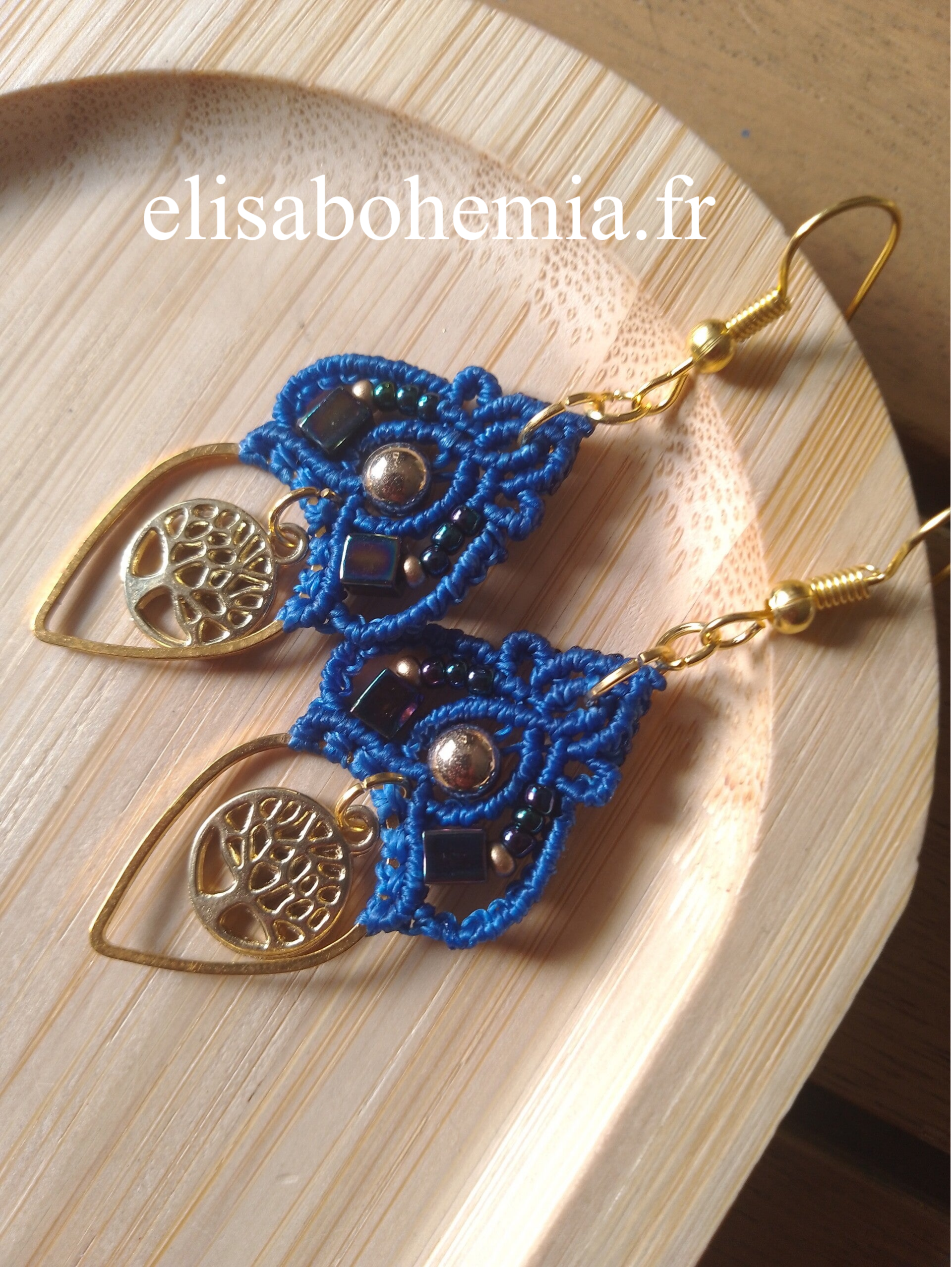 Boucles d'oreilles arbres indigo