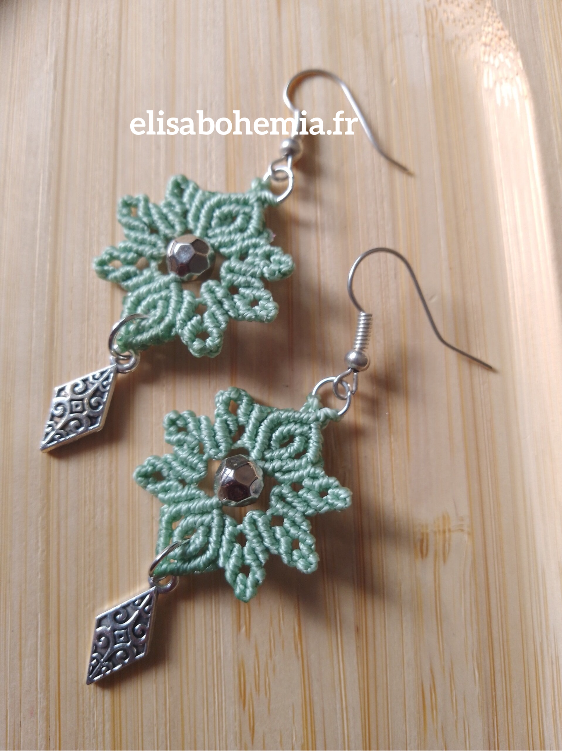 Boucles d'oreilles bohème vert tilleul