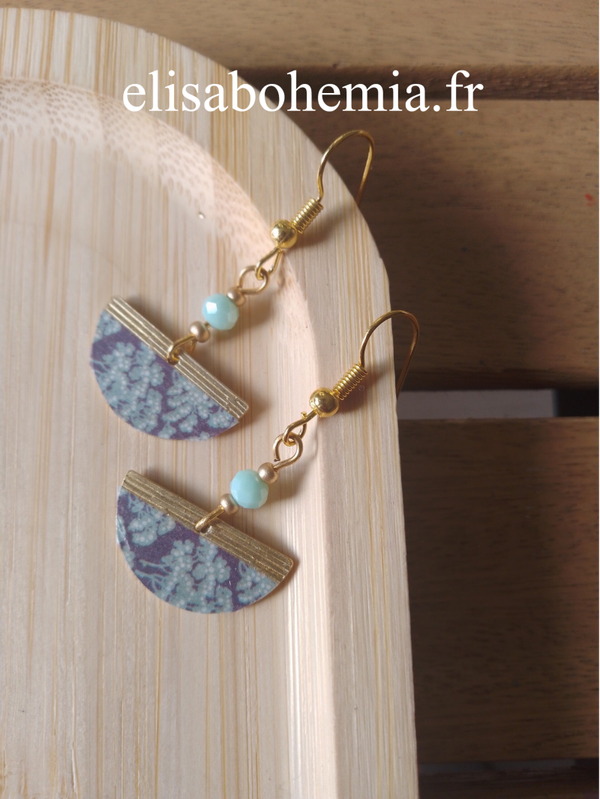 Boucles d'oreilles végétales bleues