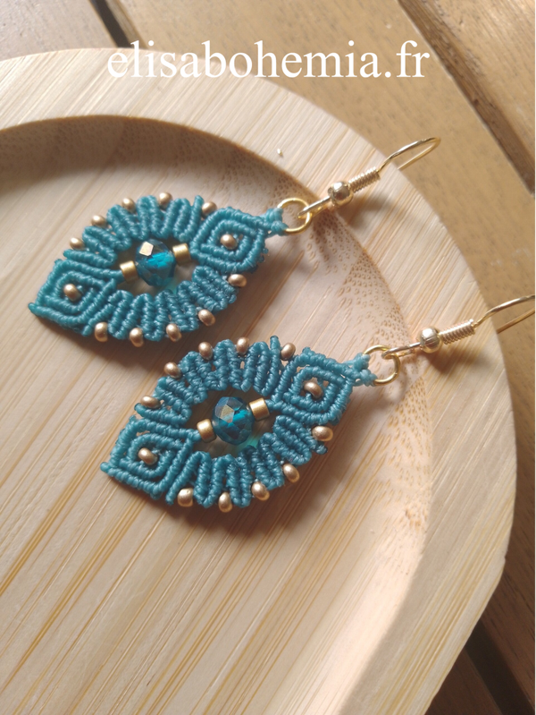 Boucles d'oreilles bohème bleu turquoise