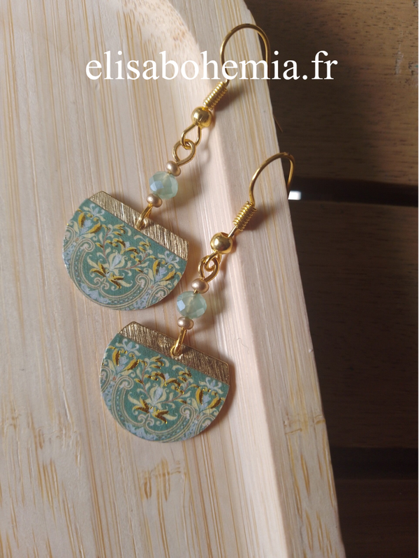 Boucles d'oreilles baroque vert amande