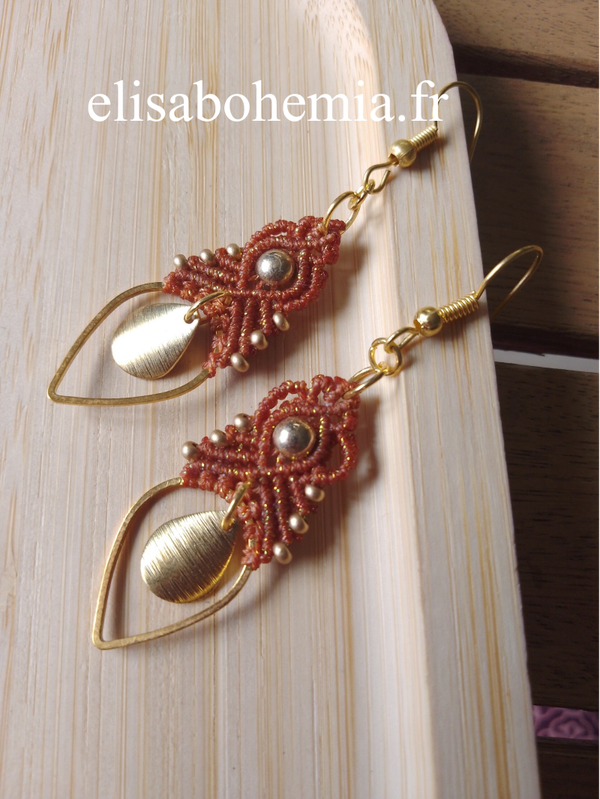 Boucles d'oreilles bohème chic rouille