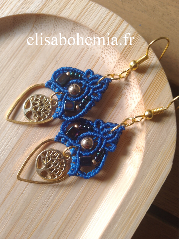 Boucles d'oreilles arbres indigo