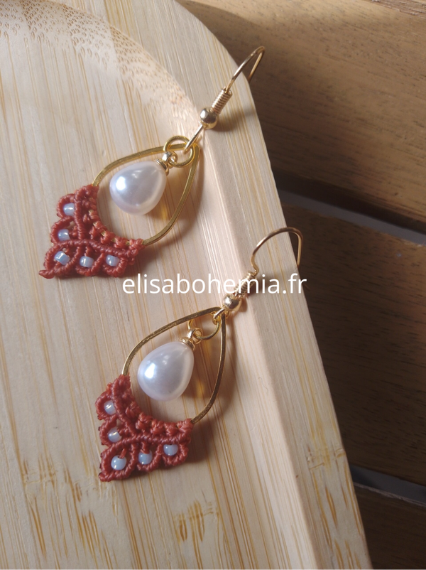 Boucles d'oreilles nacre et terra cotta