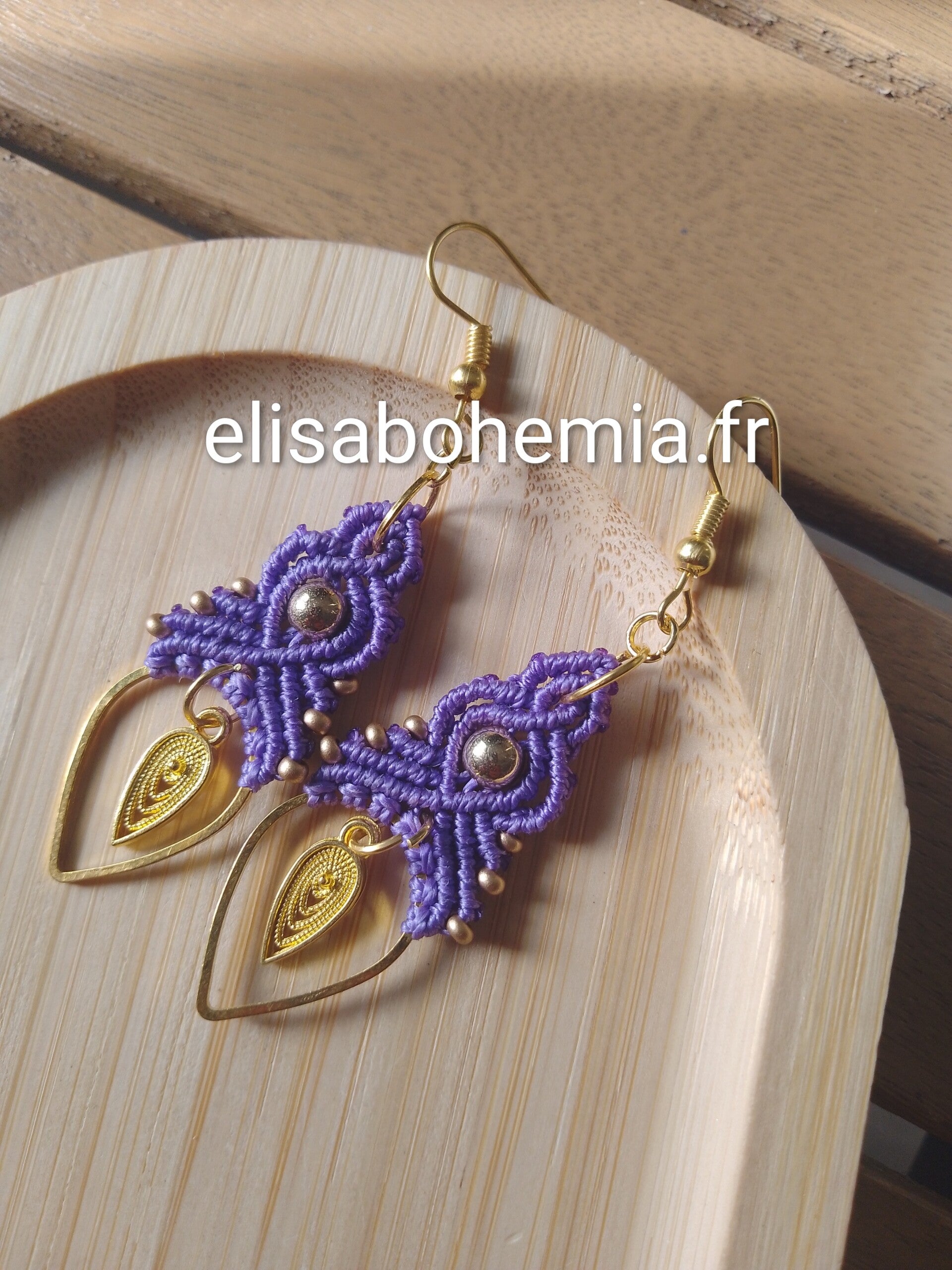 Boucles d'oreilles ethniques lavande