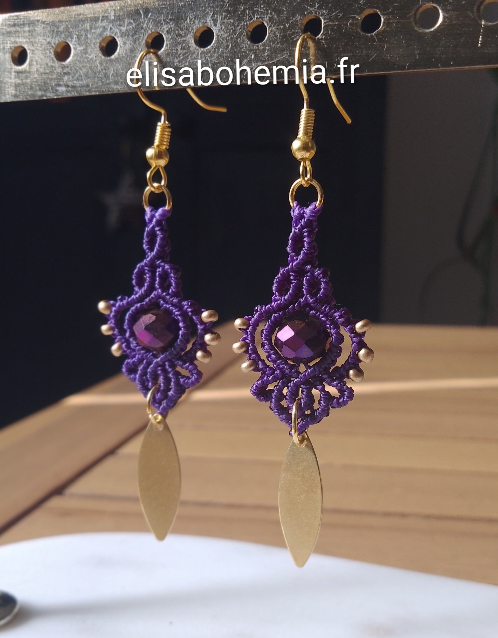 Boucles d'oreilles bohème violettes