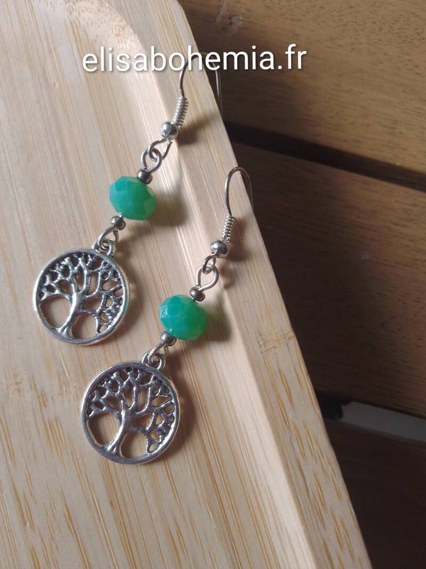 Boucles d'oreilles arbres menthe