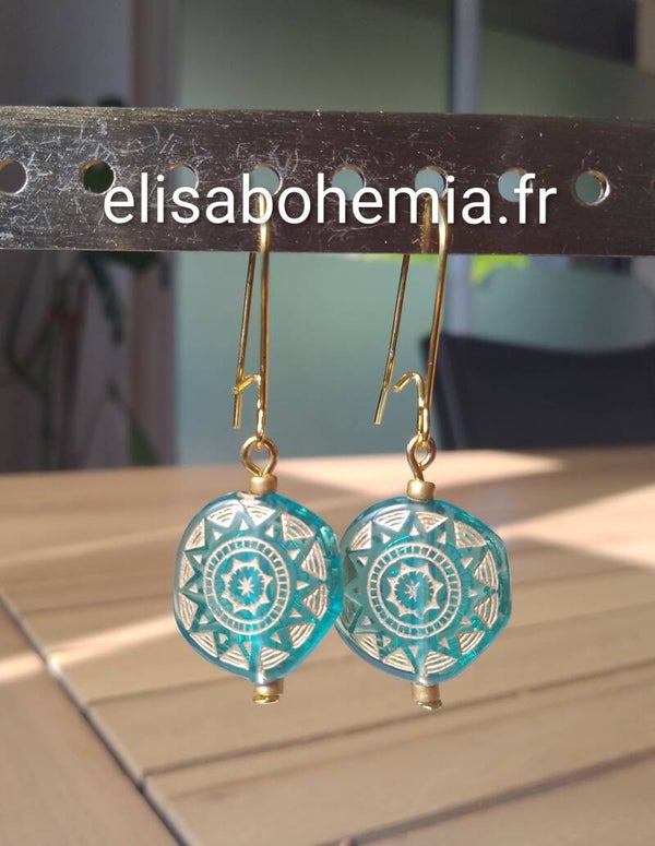 Boucles d'oreilles ethniques turquoise