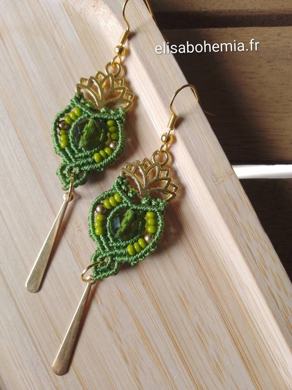 Boucles d'oreilles lotus vert pomme