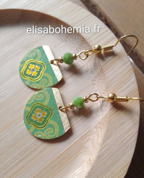 Boucles d'oreilles ethniques vert pomme
