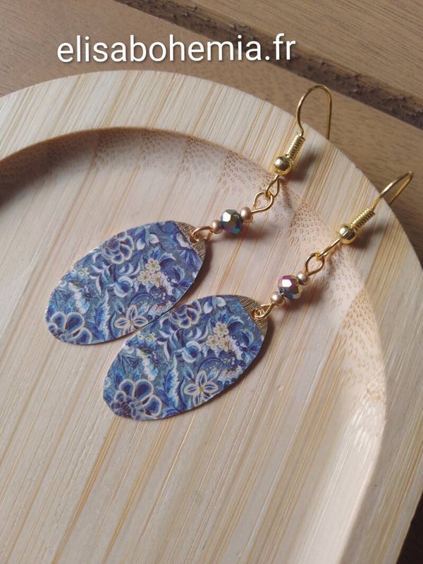 Boucles d'oreilles fleurs bleues
