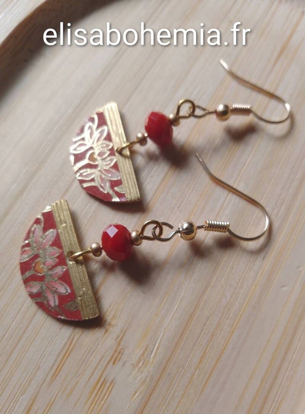 Boucles d'oreilles magnolia rouges