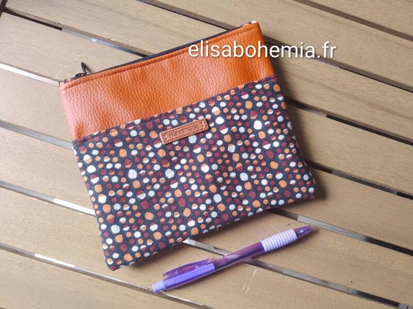 Trousse plate orange petit format