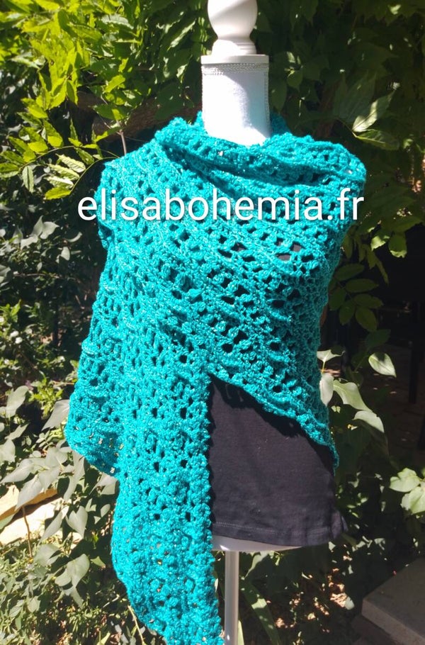 Châle triangulaire turquoise