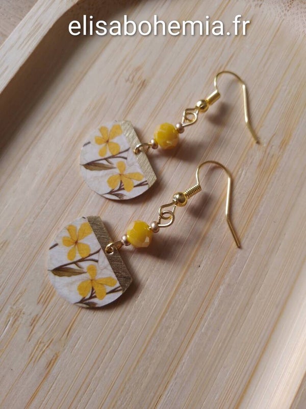 Boucles d'oreilles fleurs jaunes