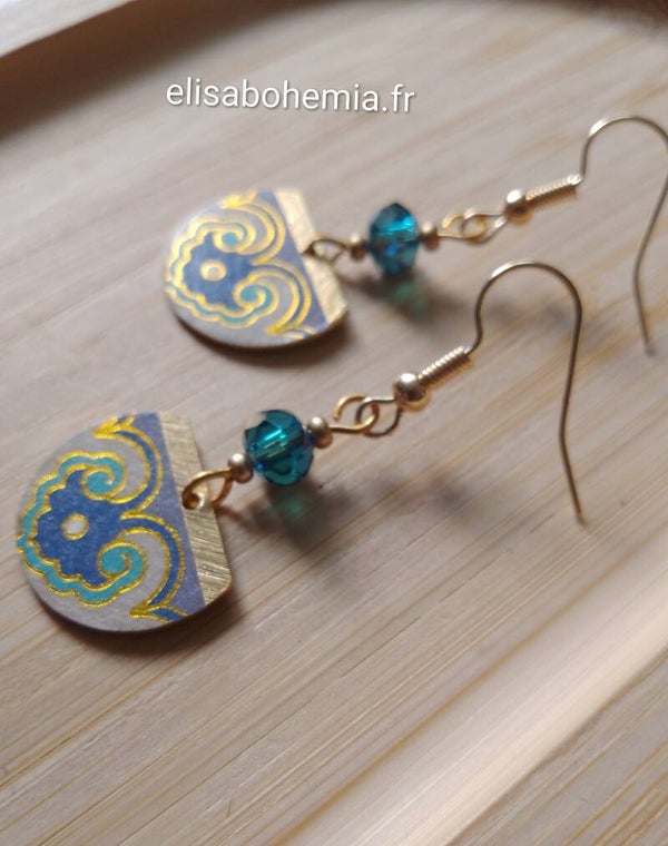 Boucles d'oreilles style mandala bleues