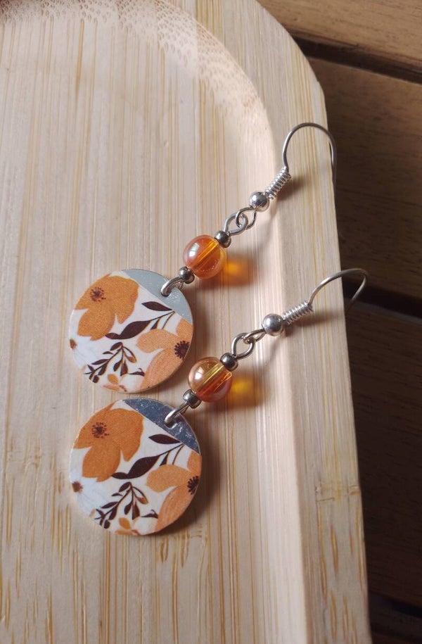 Boucles d'oreilles fleuries oranges