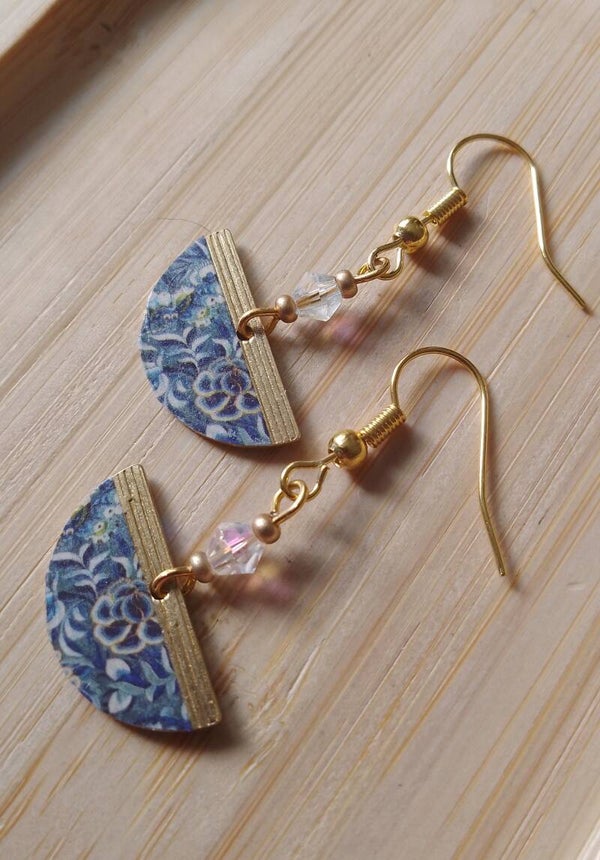 Boucles d'oreilles fleurs bleues