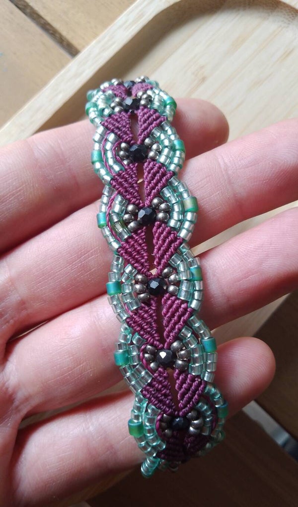 Bracelet prune et vert d'eau