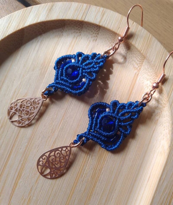 Boucles d'oreilles bohème indigo