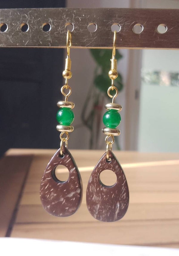 Boucles d'oreilles coco vertes