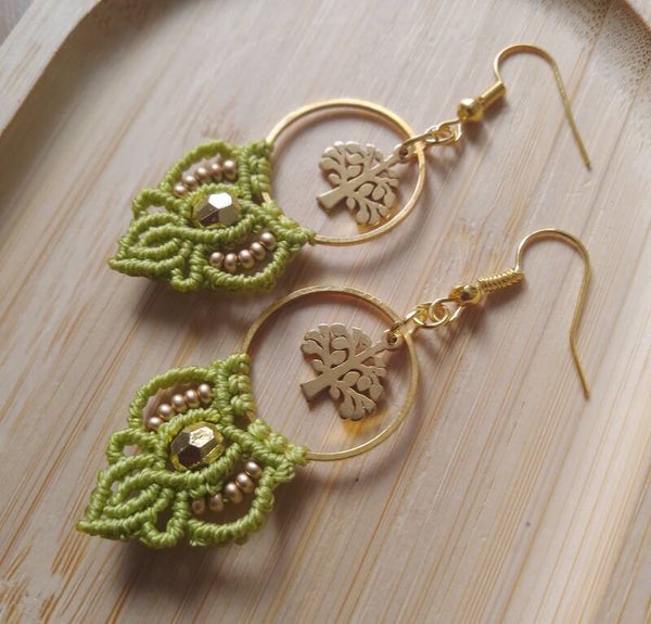 Boucles d'oreilles arbres vert anis