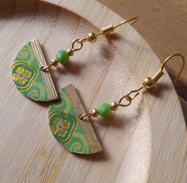 Boucles d'oreilles ethniques vert pomme