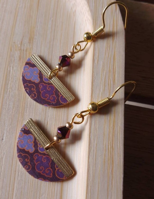 Boucles d'oreilles nuages prune