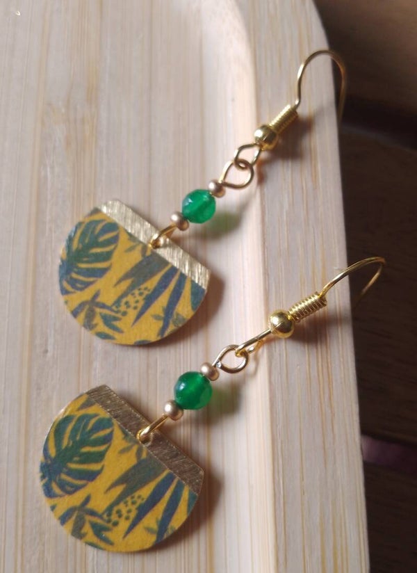 Boucles d'oreilles tropicales moutarde